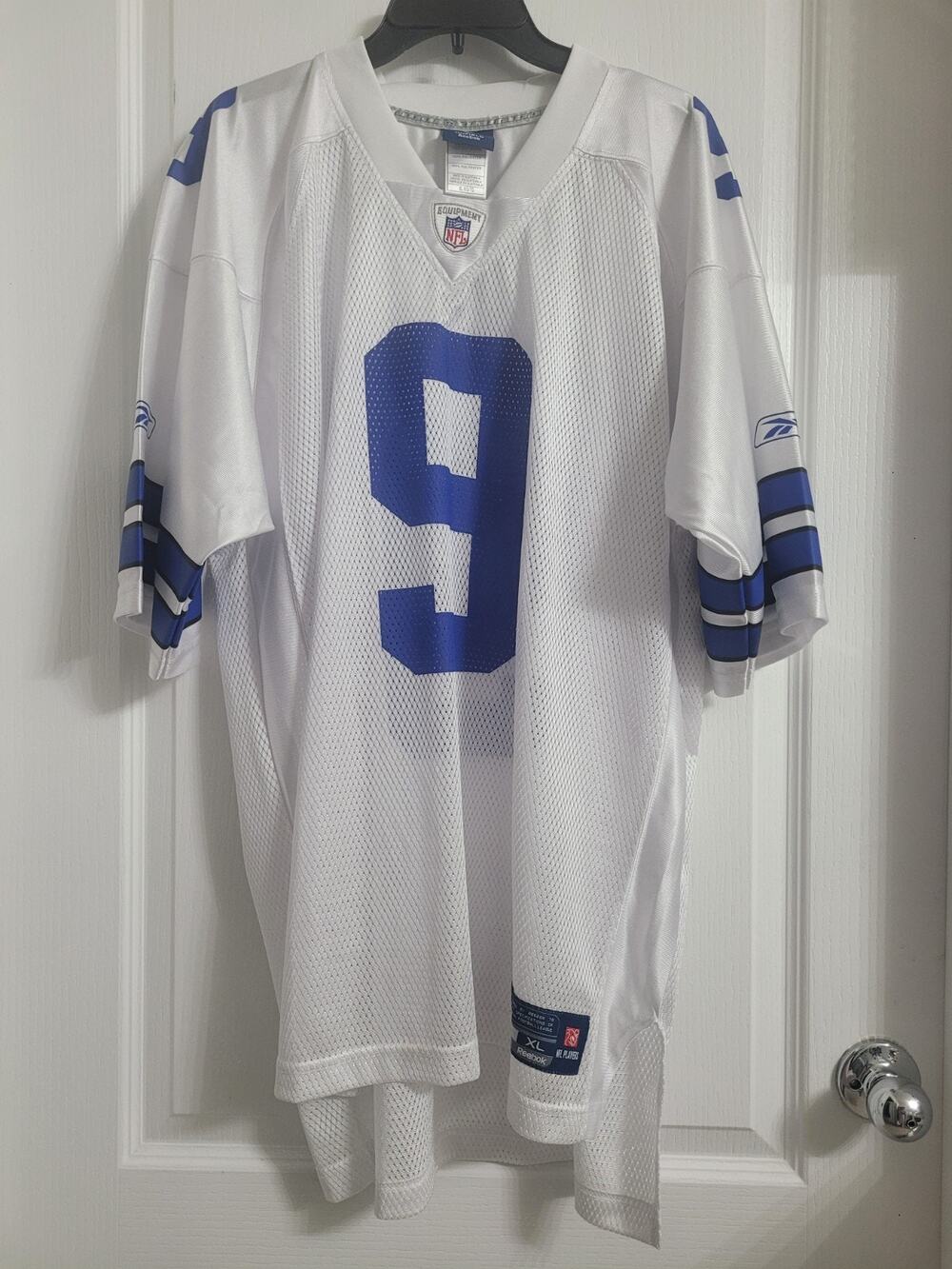 Dallas Cowboys Tony Romo Jersey Mens Size XL White Blue #9 Mesh Reebok
